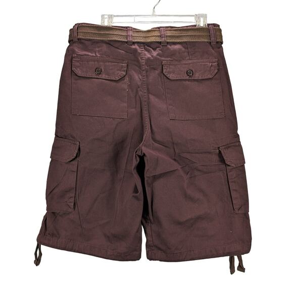 Polo Ralph Lauren Cargo Shorts Mens Maroon Red Size 36 Baggy Y2K Preppy Belt - Picture 2 of 7
